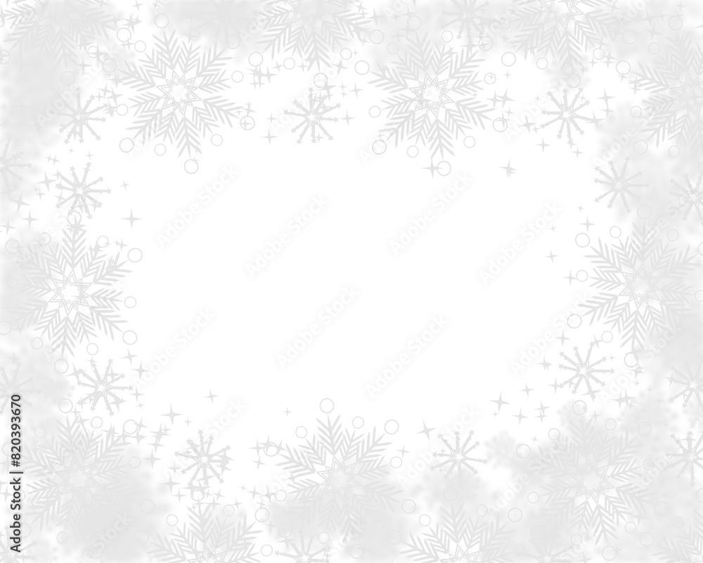 Snowflakes ice crystal frame, ornament snowfall blank border Stock ...