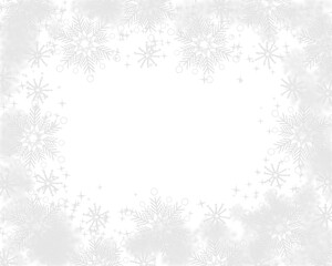 Snowflakes ice crystal frame, ornament snowfall blank border