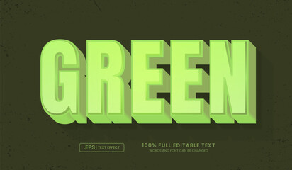 Wall Mural - design editable text effect, green 3d concept vector illustration