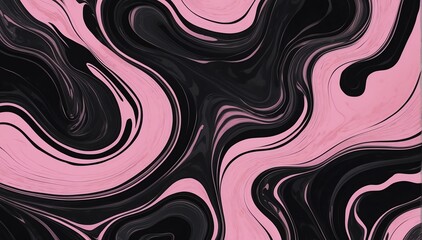 Wall Mural - pink on black theme marbled paper design illustration from Generative AI