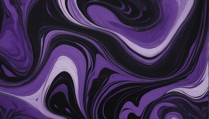 Wall Mural - purple on black theme marbled paper design illustration from Generative AI