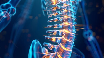 Human spine anatomy on scientific background. 3d illustration. Background for medicals