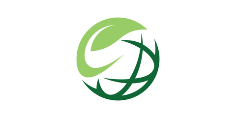 Wall Mural - plant and globe logo design, greening globe, leaf, logo design icon, symbol, vector, creative idea.