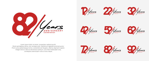 Wall Mural - anniversary logotype vector design with slash and black handwriting red color for special day