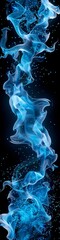 Wall Mural - A border line of blue fire against a dark black background. 