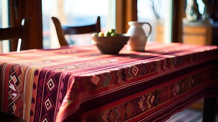 Wall Mural - Beautiful tablecloth decoration in the living room Generative AI