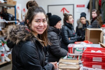 Poster - Community members volunteering for charitable initiatives to give back on the New Year.