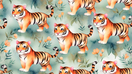 AI image generated cute tiger pattern