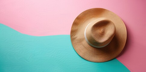 Poster - Pastel Paradise: Embracing the Sun Hat on a Serene Background