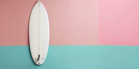 Poster - Pastel Surfing Paradise: Catching Waves with Style on a Serene Background