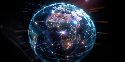 Wall Mural - global digital logistics internet marketing and business e-commerce graphic concept showing global n