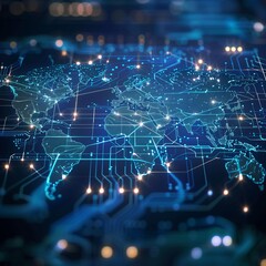 Wall Mural - global digital logistics internet marketing and business e-commerce graphic concept showing global n
