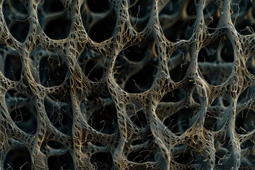 Microscopic close-up of fabric weaves and threads