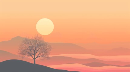 Wall Mural - simple natural scenery illustration background with simple atmosphere, Ai Generated Images