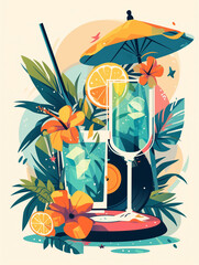 Poster - cocktail on the beach