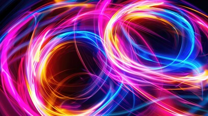 Wall Mural - Abstract neon swirls creating a futuristic glow background