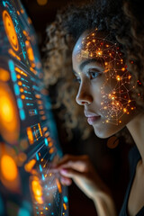 computer programmer using digital tablet with ai machine learning, data management system,generative