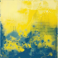 Wall Mural - vibrant yellow hues blend seamlessly with a textured yellow and blue halftone background, adding a t