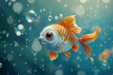 Wall Mural - fish swim underwater by generative ai