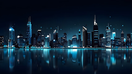 Modern artistic neon effect urban city or skyscrapers background and futuristic townscapes ai generative