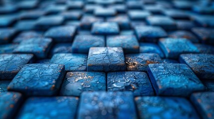 Wall Mural - Blue abstract background created by squares lined up neatly.