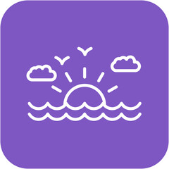 Sticker - Sunset vector icon. Can be used for Beach Resort iconset.