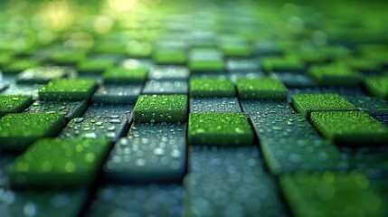 Wall Mural - Green abstract background created by squares lined up neatly.