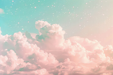 Canvas Print - A sky with pink clouds and stars