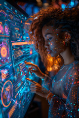 Computer programmer using digital tablet with AI machine learning, data management system,generative ai