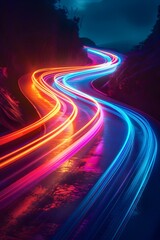 Canvas Print - Captivating Light Trails of Traffic in Vibrant Nighttime Cityscape