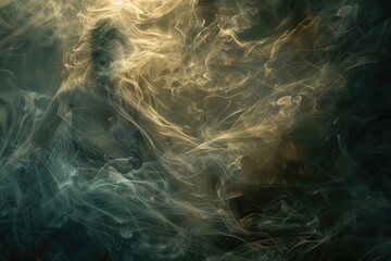 Wall Mural - Soft, ethereal wisps of light gently cascading across a canvas of shadows.