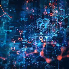 Wall Mural - A colorful image of a computer screen with a lot of numbers and lines. The image is abstract and has a futuristic feel to it