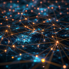 Wall Mural - A computer generated image of a network of lines and dots. The image is a representation of the interconnectedness of the internet and the vast amount of information that is shared