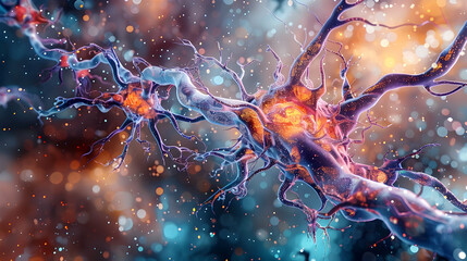 Canvas Print - Watercolor Visualisation of Neural Communication Mechanisms