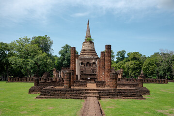 The most beautiful Viewpoint Historic temple of Sukhothai Historical Park, Thailand.