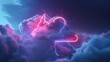 © Chingiz - A captivating 3D render featuring an abstract background with a cloud and neon lightning sign in the night sky.