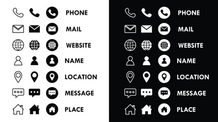 Wall Mural - business contact line flat vector icon collection