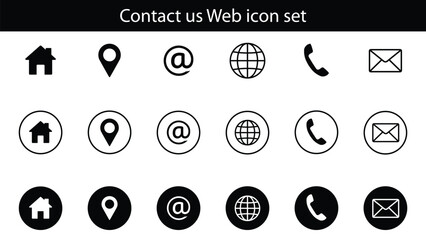 Wall Mural - contact us web icon set for web and mobile communication set flat vector illustration