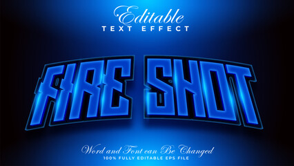 Editable text effect blue fire shot with light