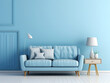 © MdMaruf - Attractive Interior of the room in plain monochrome pastel blue color with furnitures