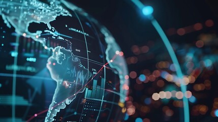 Leinwandbilder - Business and economic growth on global business network Data analysis of financial and banking Customer service Technology and data connection Teamwork Business strategy and Digital ma : Generative AI