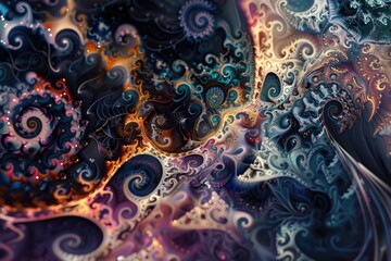 Wall Mural - Intricate patterns merging and diverging, creating a symphony of abstract beauty.