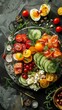 © GoodRNG - A plate of Danish sm rrebr d, various toppings artistically arranged, vibrant colors, modern kitchen setting, high contrast lighting