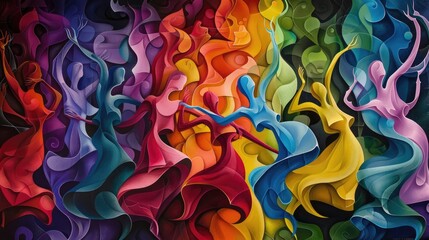 Wall Mural - Harmonious shapes dancing in a symphony of unity.