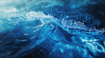 Aufkleber - Blue textured background of waves with ripples on the water Closeup selective focus defocus : Generative AI