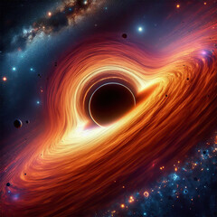 Wall Mural - a black hole in rotation in outer space.