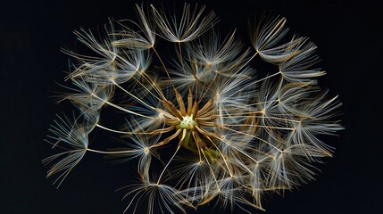 Poster - Tragopogon pseudomajor S Nikit Dandelion seeds photo close up : Generative AI