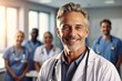 © free - cheerful mature doctor and team in hospital