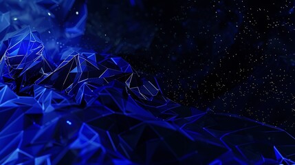 Poster - Abstract wave shape on a lowpolygonal triangular background for design on the topic of cyberspace big data metaverse network security data transfer on dark blue abstract cyberspace bac : Generative AI