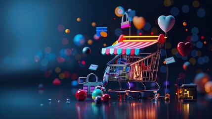 Aufkleber - Digital marketing commerce online sale concept Promotion of products or services through digital channels search engine social media email website Digital Marketing Strategies and Goal : Generative AI